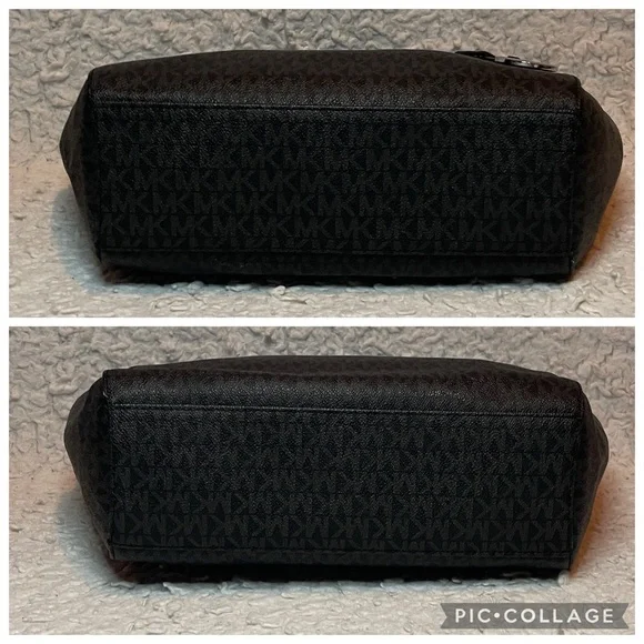 Michael Kors Jet Set Large Monogram Shoulder Bag Tote & Studded Wallet Set Black - Picture 9 of 17